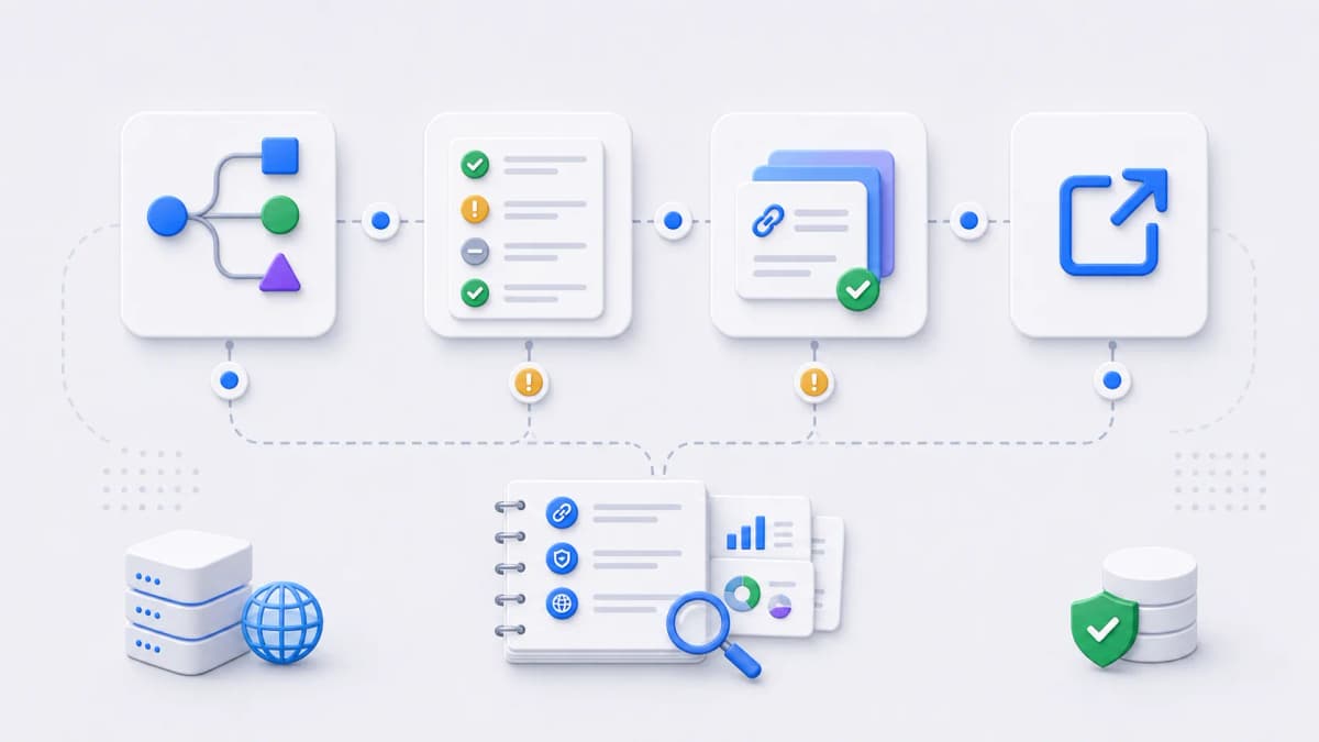 Evaluation path from category fit to criteria check, sourced shortlist, and official product path.