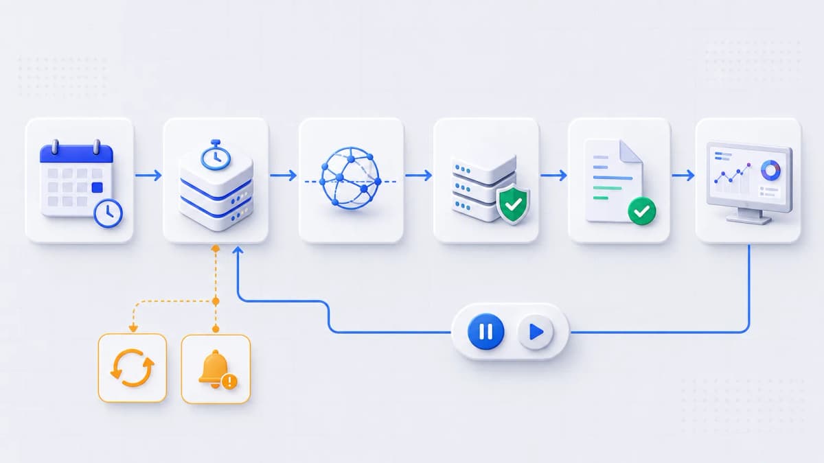 Hosted execution lifecycle: timing stays with the scheduler while task logic remains in the application.